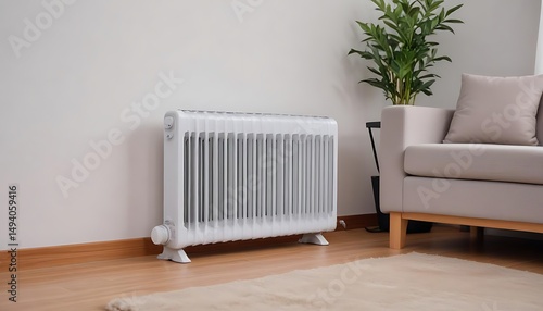 Wallpaper Mural Closeup house electric heater radiator in the living room for cold winter season, created with generative ai Torontodigital.ca