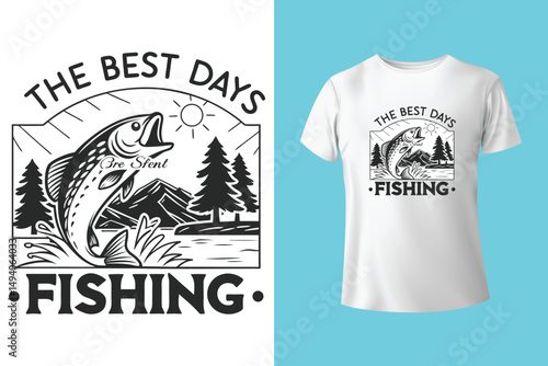 vector Fishing T-shirt Design Template