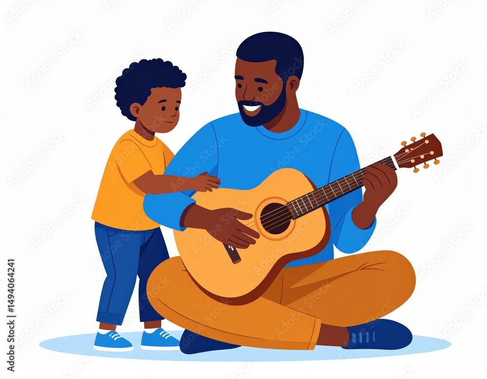Father And Son Playing Guitar Father And Son Playing Guitar