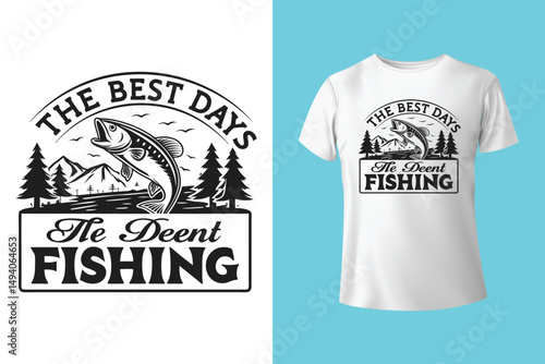 vector Fishing T-shirt Design Template