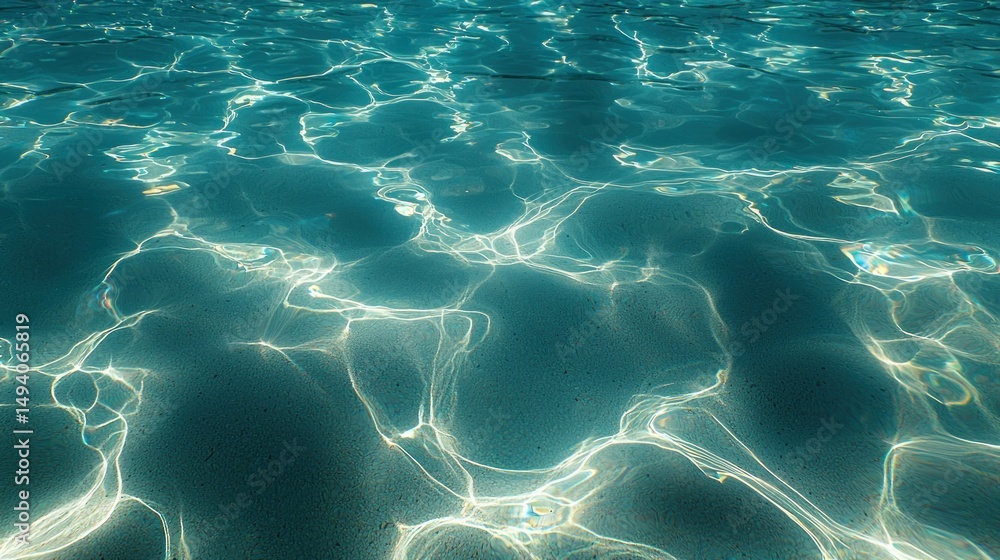 Fototapeta premium Sunlight dances through clear, turquoise water texture