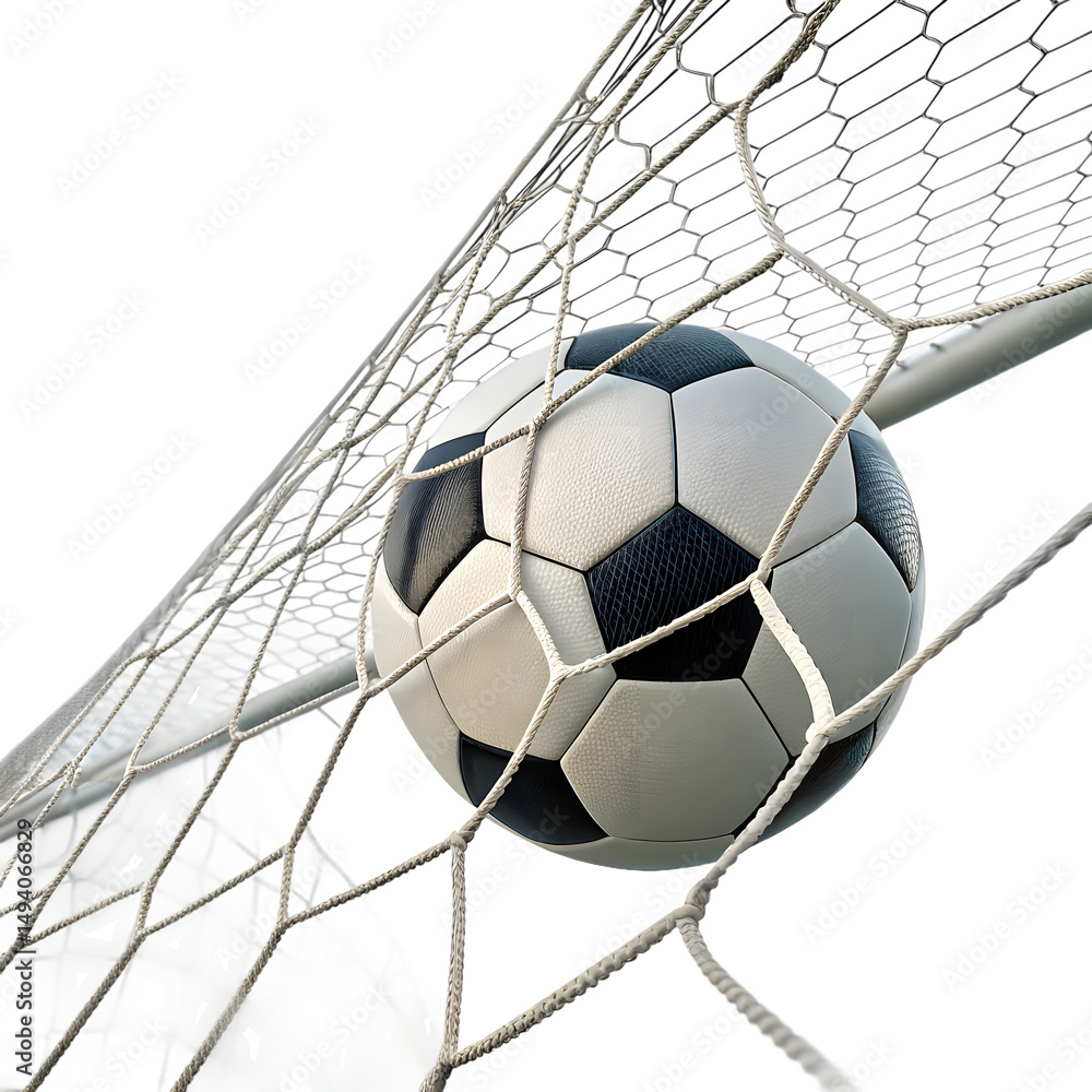 Naklejka premium soccer ball in goal net