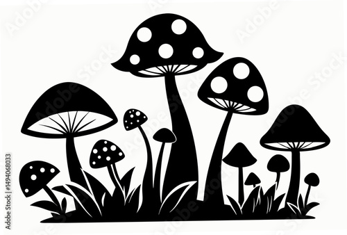 mushrooms silhouette vector