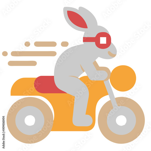 Stylized Rabbit Riding Motorcycle Illustration