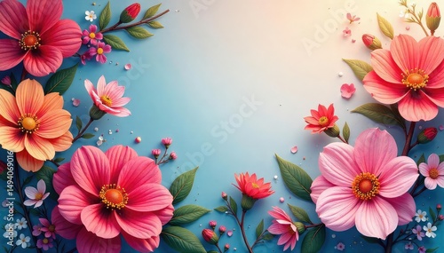 Vibrant floral background with colorful blooms Perfect for design projects , floral art, botany, colorful