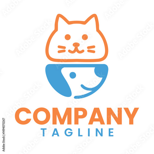 Vector logo design template for pet shops, veterinary clinics and animal shelters. Vector logo template with cat and dog. Pet Store Icon.