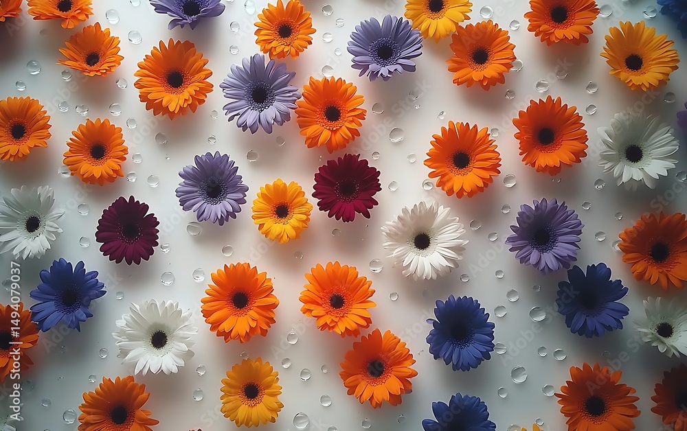 Fototapeta premium Colorful flowers on white background