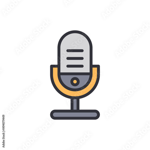Retro Style Microphone With Transparent Background For Podcast Recording