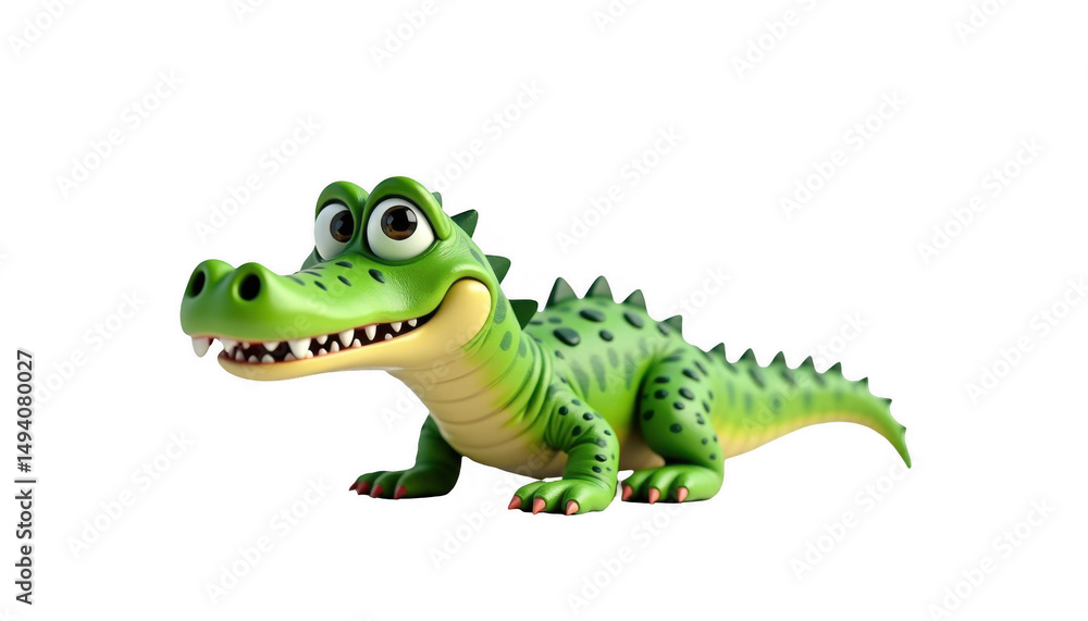 Fototapeta premium Smiling cartoon crocodile with big eyes