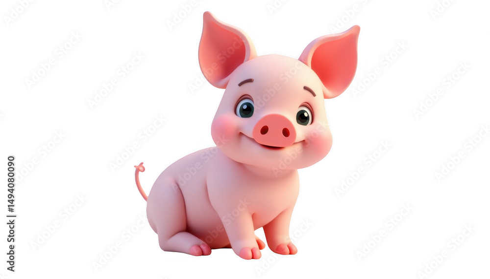 Happy cartoon pig sitting and smiling Happy cartoon pig sitting and smiling