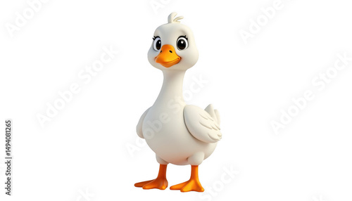 Cartoon duck standing on orange feet