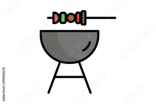 Bbq icon. colored outline icon style. icon related to cooking outdoors. food elements vector illustration