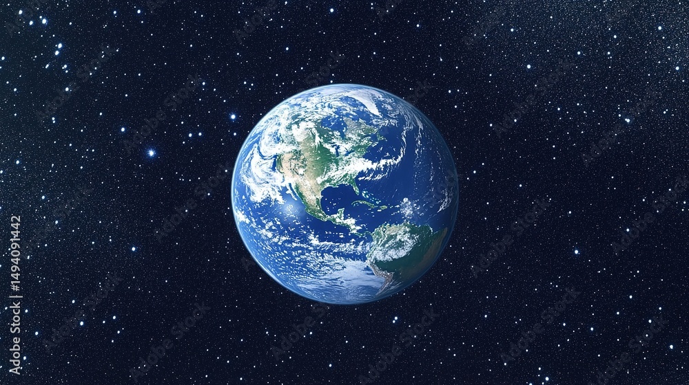 Obraz premium Background of Earth from Space with a Blue Sky and Stars
