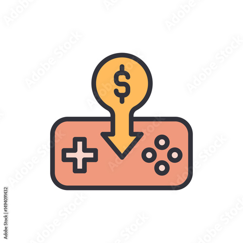 Monetizing Video Games Concept With Dollar Symbol And Controller Icon