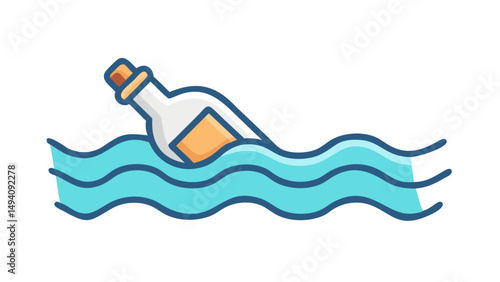 Message in a Bottle Flat Design Icon