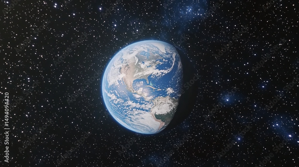 Obraz premium Background of Earth from Space with a Blue Sky and Stars