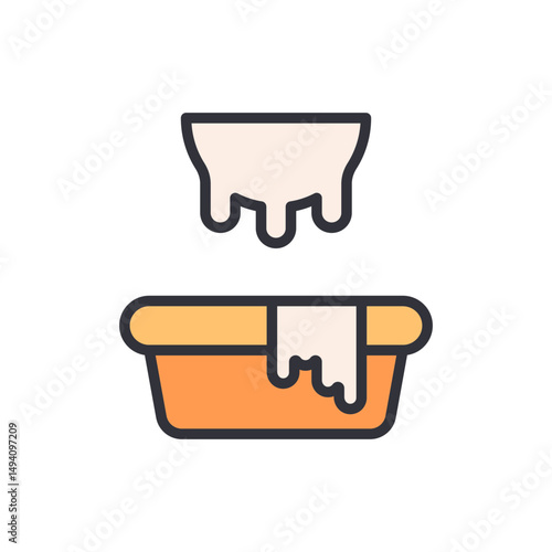 Illustration Of Cloth Washing In A Tub With Water Dripping Above