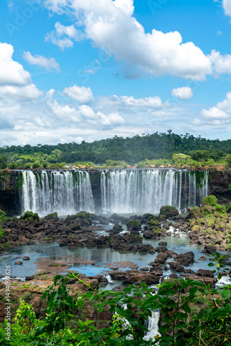 Iguazu Falls wide view waterfalls tropical forest Arentina