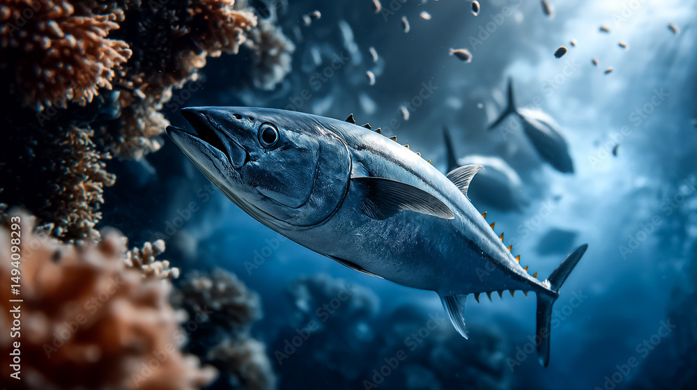 Fototapeta premium Tuna in Diverse Marine Life