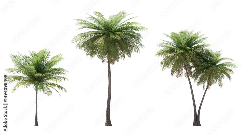 Fototapeta premium coconut palm tree isolated on transparant background. 3d rendering