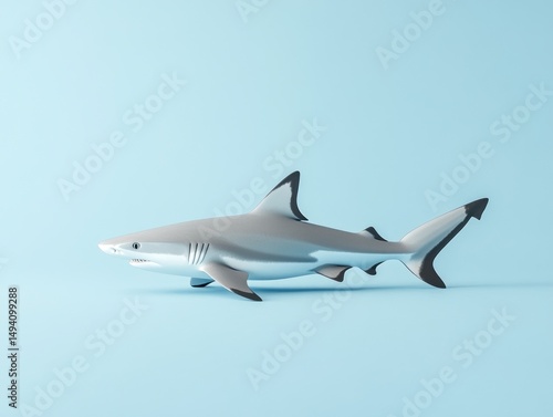 Shark figurine on serene blue backdrop