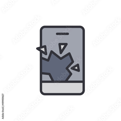 Illustration Of A Damaged Mobile Phone Screen On Transparent Surface