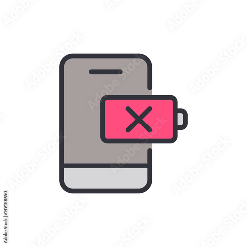 Free Download Depleted Battery Symbol On Phone Screen Showing Power Loss Issue - GFXLoad