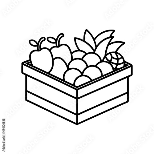 Fruit Crate Line Art Icon