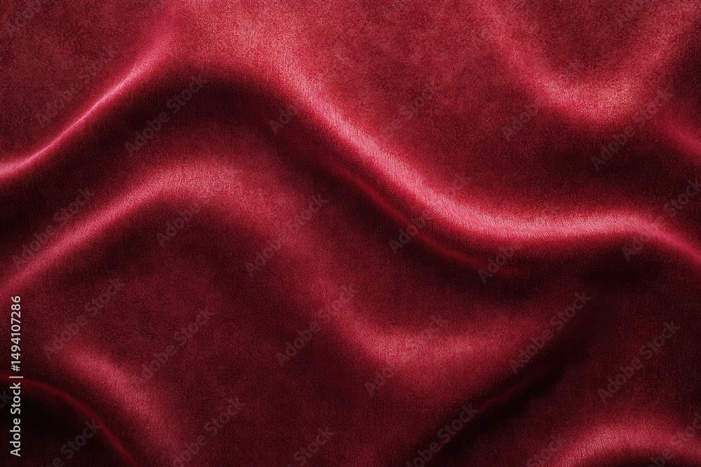 Fototapeta premium Smooth flowing red silk fabric with vibrant sheen and gentle curves creating a luxurious and elegant texture