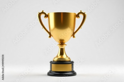 Gold trophy on white background, celebrating victory and success , shiny, celebration, excellent