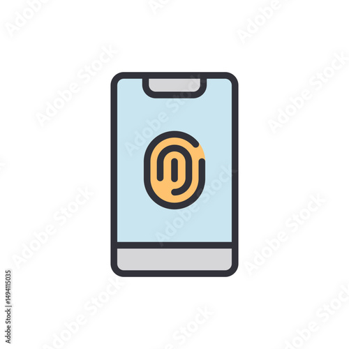 Smartphone Displaying Fingerprint Scan For Authentication And Verification