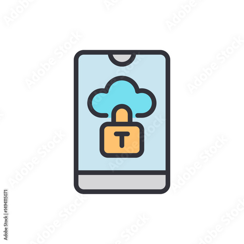 Smartphone Displaying Secure Cloud Storage And Digital Encryption