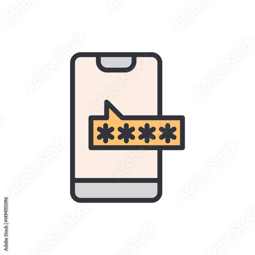 Secure Mobile Authentication Depicts Encrypted Password On Transparent Display