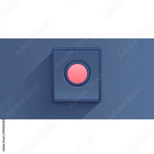 Minimalistic illustration of a single red button on a blue rectangular panel casting a long shadow on a darker blue background Free Download Minimalistic illustration of a single red button on a blue rectangular panel casting a long shadow on a darker blue background - GFXLoad