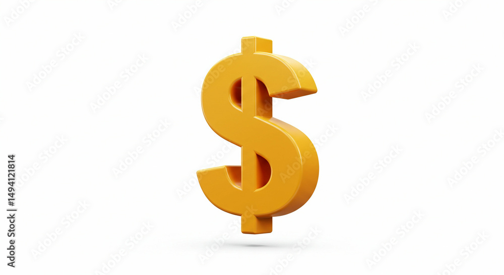 Shiny golden dollar symbol on white Shiny golden dollar symbol on white