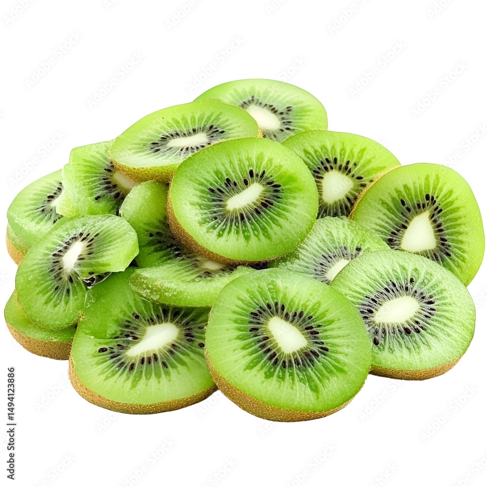 Fototapeta premium Fresh Green Kiwi Fruit Slices, Juicy, Sweet, Ripe, Healthy