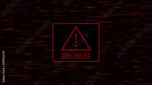 cyber attack malware alert banner with icon and bold font for warning about online security risks and threats.