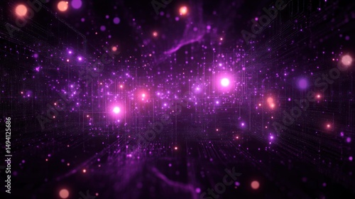 Wallpaper Mural Glowing purple and pink light particles forming a three-dimensional grid with a futuristic and immersive digital atmosphere Torontodigital.ca