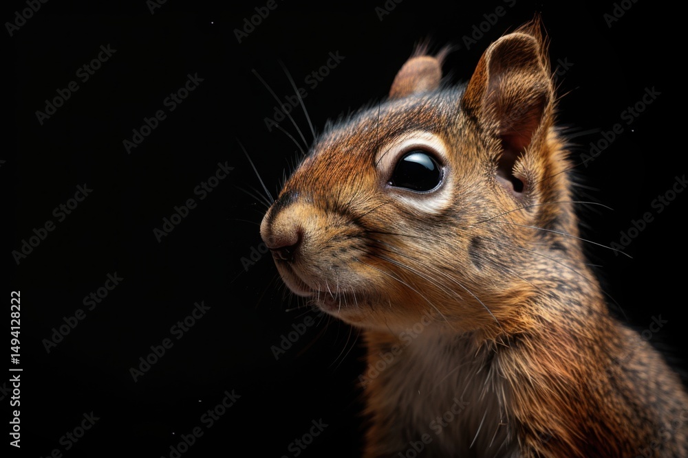 Obraz premium brown squirrel on black background