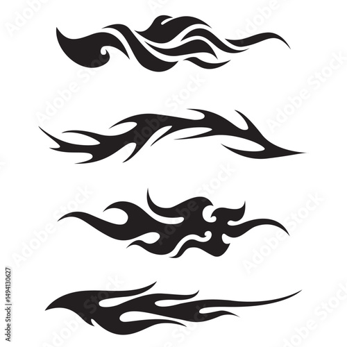 Tattoo art vector element fire movement energy symbol pattern design