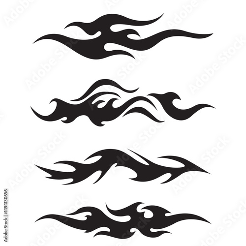 Fire tattoo symbol pattern power hot energy design vector element