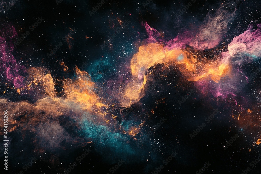 A conceptual AI-generated artwork where the human mind is visualized as a galaxy, blending abstract forms with cosmic elements A conceptual AI-generated artwork where the human mind is visualized as a galaxy, blending abstract forms with cosmic elements