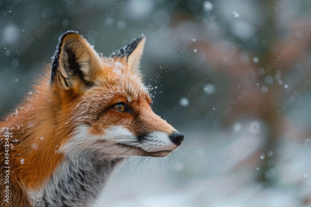 Obraz premium brown fox on snow field