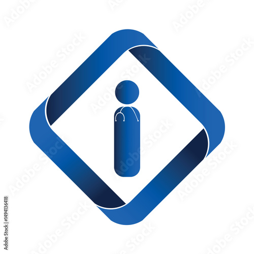 Blue diamond logo with i in doctor mode in the middle