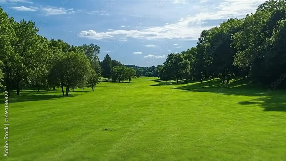 Serene Green Meadow Landscape Under a Sunny Sky Serene Green Meadow Landscape Under a Sunny Sky
