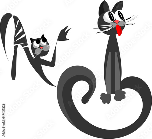black and white cats , vector ,disagn , element