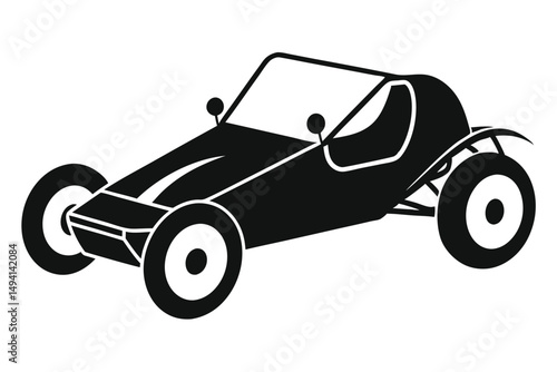 black and white illustration dune buggy antique