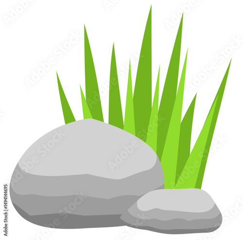 Grass and stones