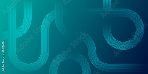 Simple dark blue abstract background with lines in dynamic curved geometric style as the main element