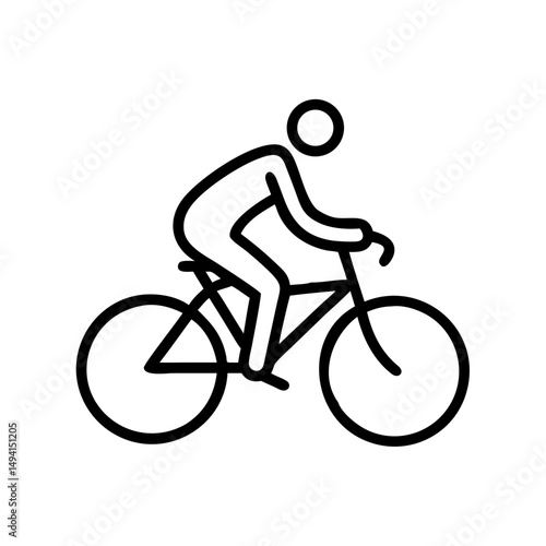 Bicycling Outlined: A simplistic line art silhouette illustrates a person riding a bicycle, promoting exercise, recreation, and transportation. 